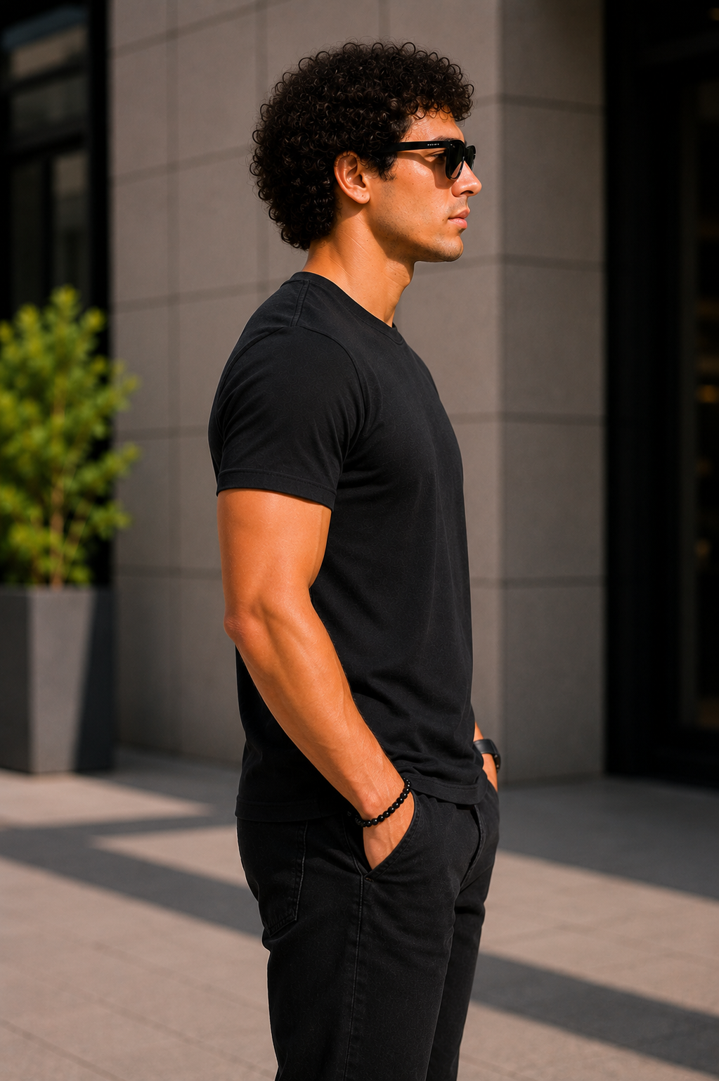 Plain Half Neck T-Shirt for Men Black