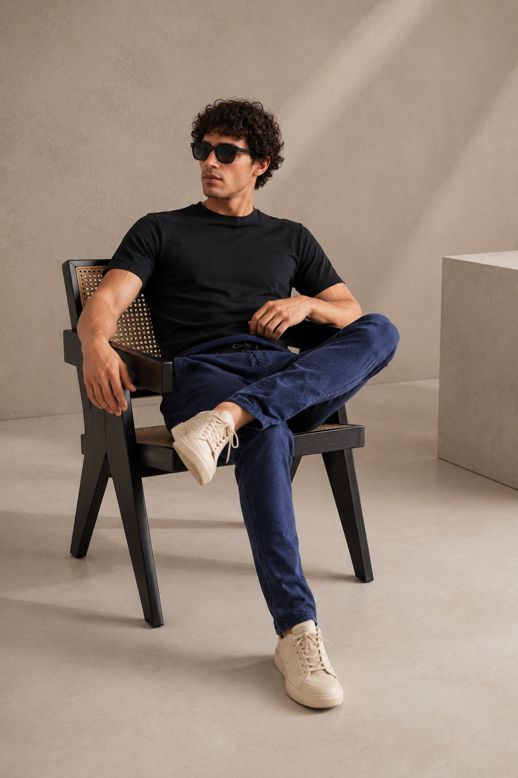 Plain Half Neck T-Shirt for Men Black | Regular Fit Cotton Tee