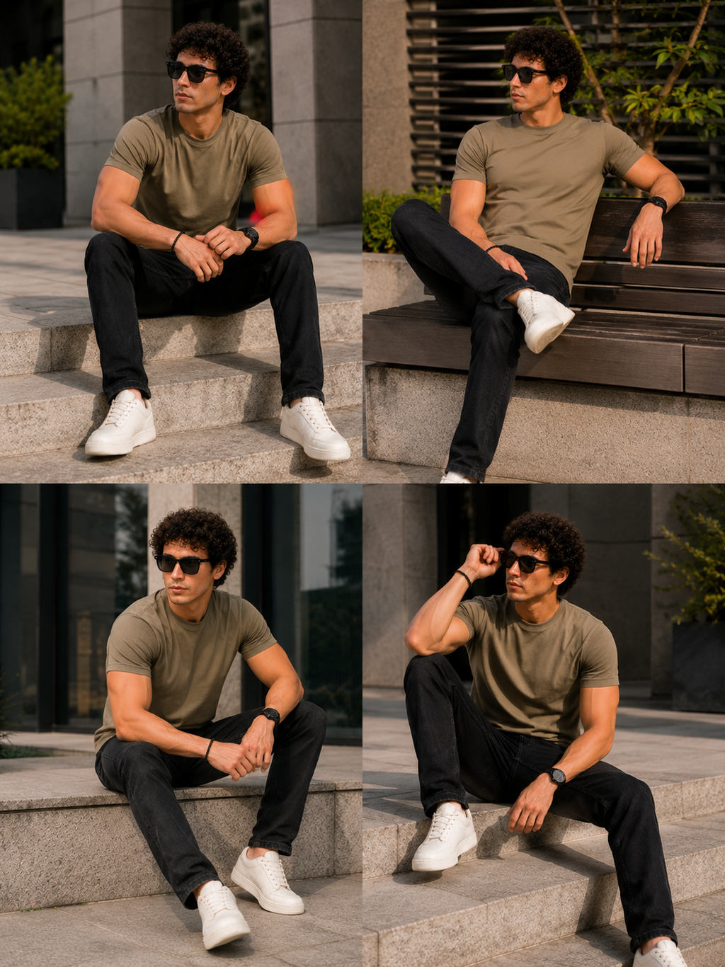 Plain Half Neck T-Shirt for Men Brown | Regular Fit Cotton Tee