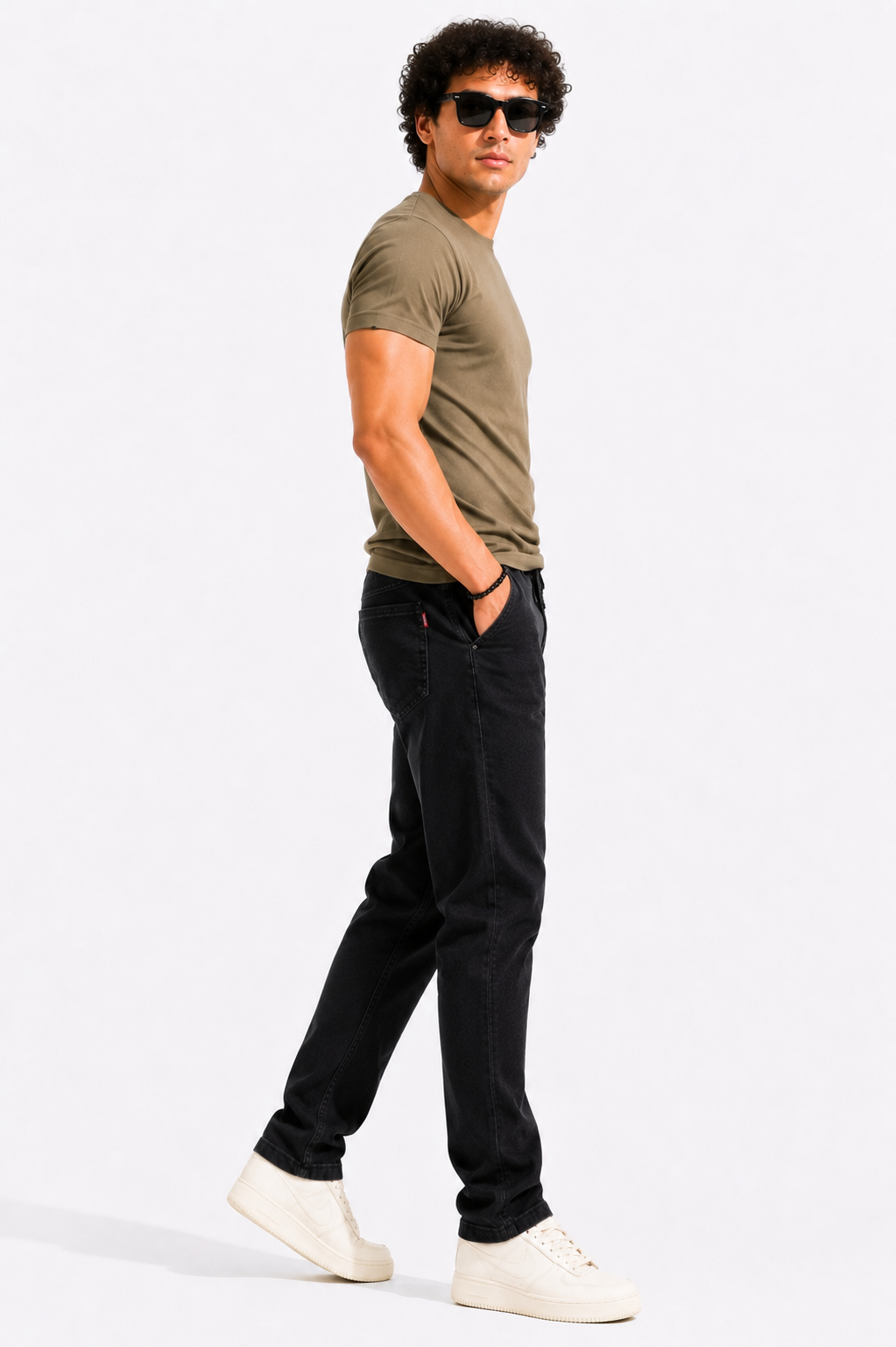 Plain Half Neck T-Shirt for Men Brown | Regular Fit Cotton Tee
