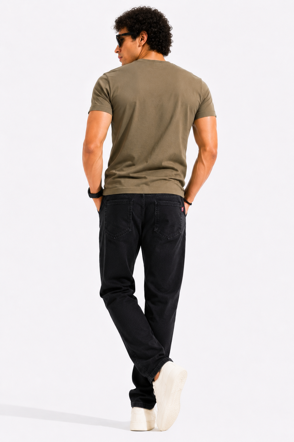 Plain Half Neck T-Shirt for Men Brown | Regular Fit Cotton Tee