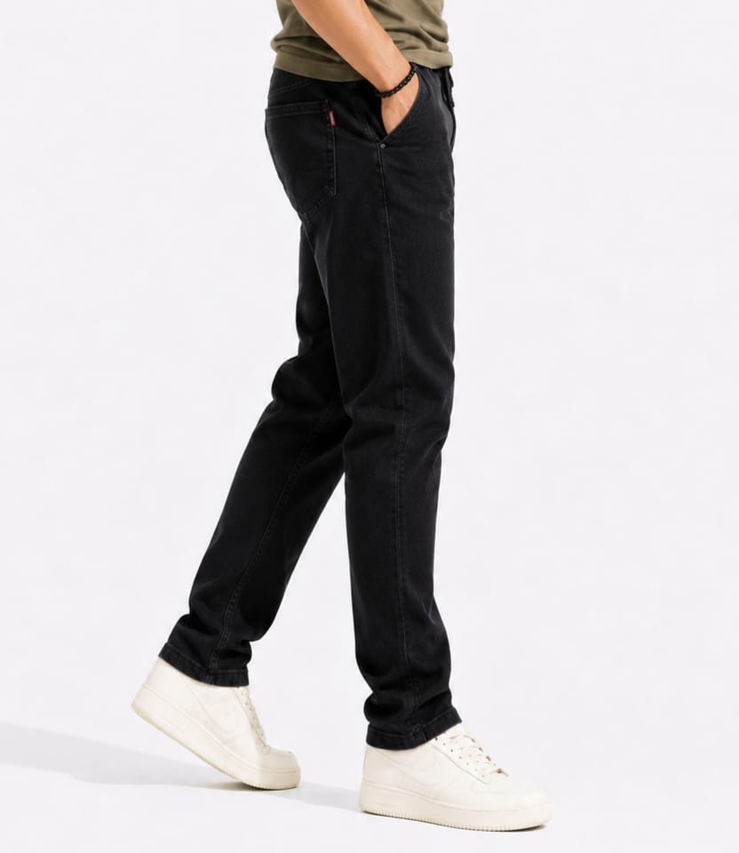 Men's Premium Denim Lower Track Pants Black