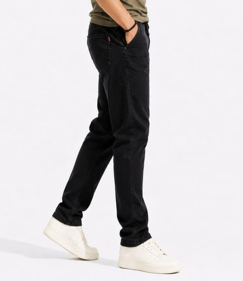 Men's Premium Denim Lower Track Pants Black