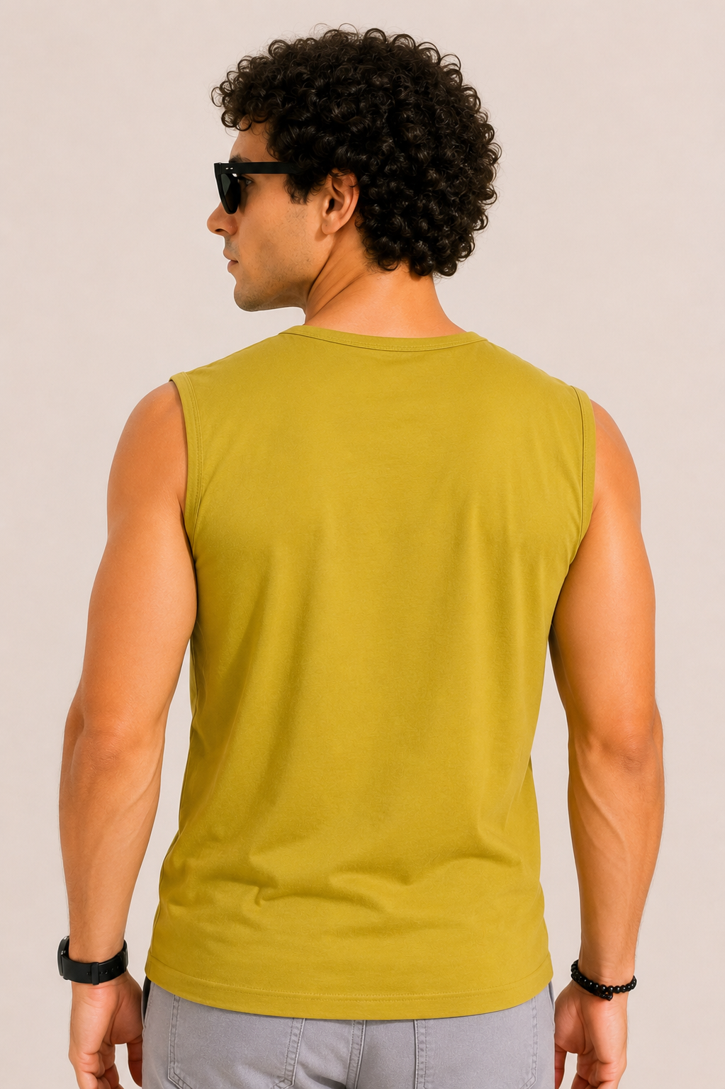 AROO Sleeveless T-Shirt for Men's| Premium Cotton Summer Wear | Mustard Yellow