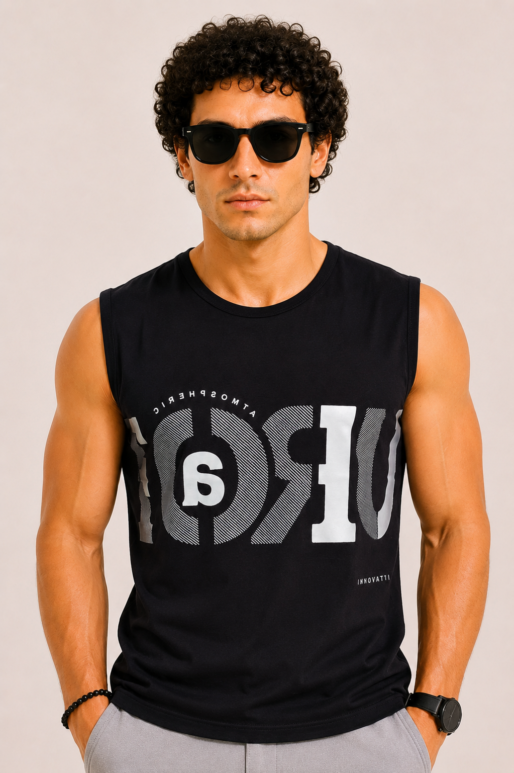 AROO Sleeveless T-Shirt Men's | Premium Cotton Summer Wear | Mustard Black