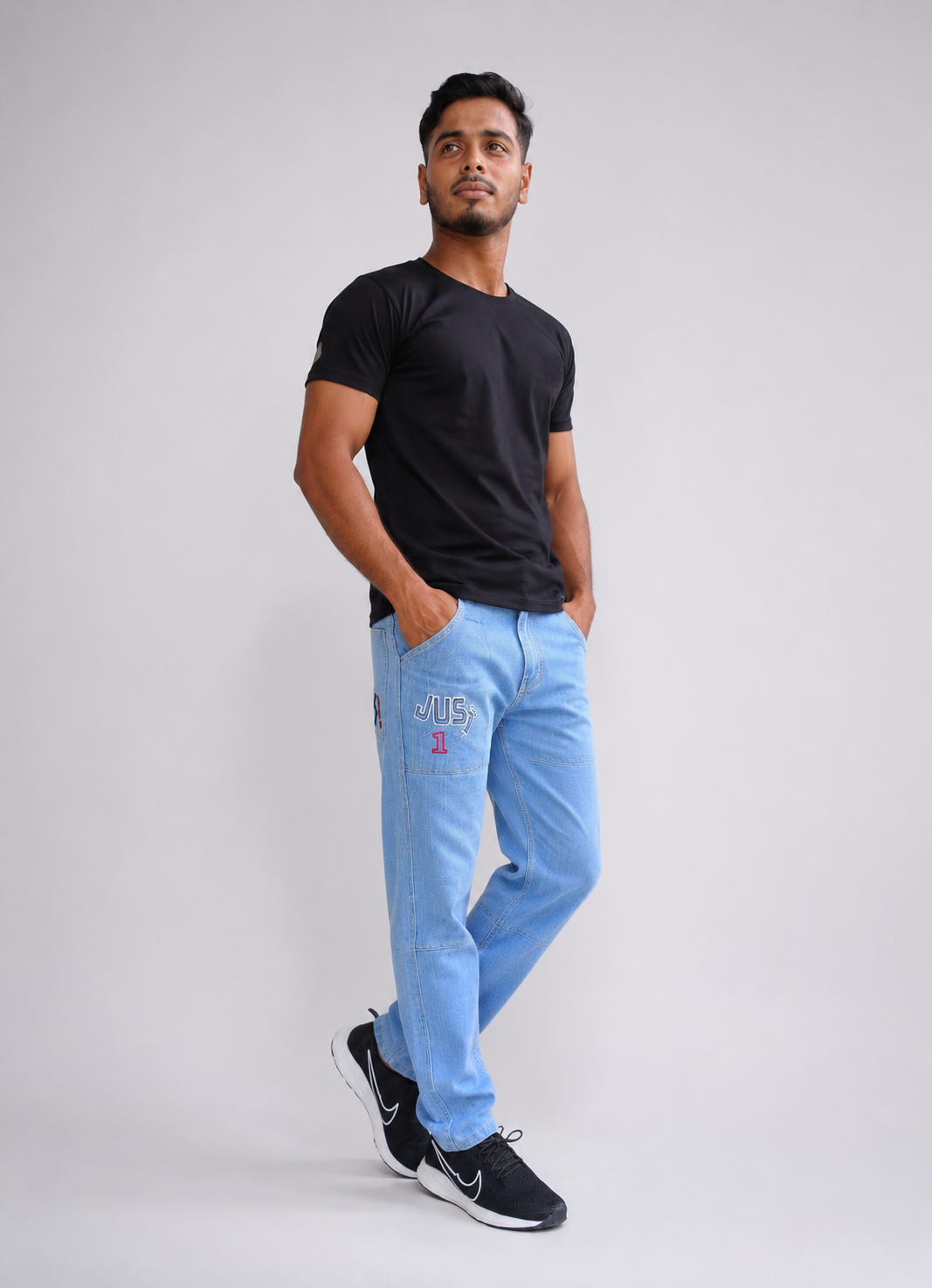 Men's Premium Light Blue Relaxed Fit Denim Pants Casual Fit