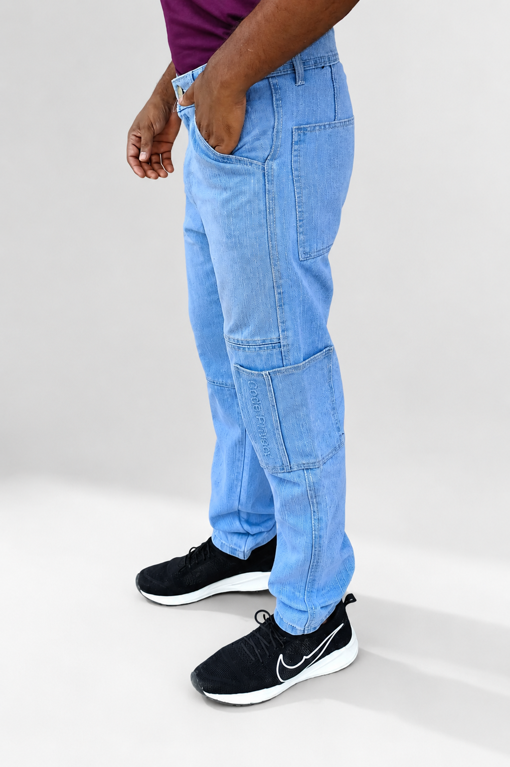 Men's Premium Light Blue Relaxed Fit Denim Pants Casual Fit