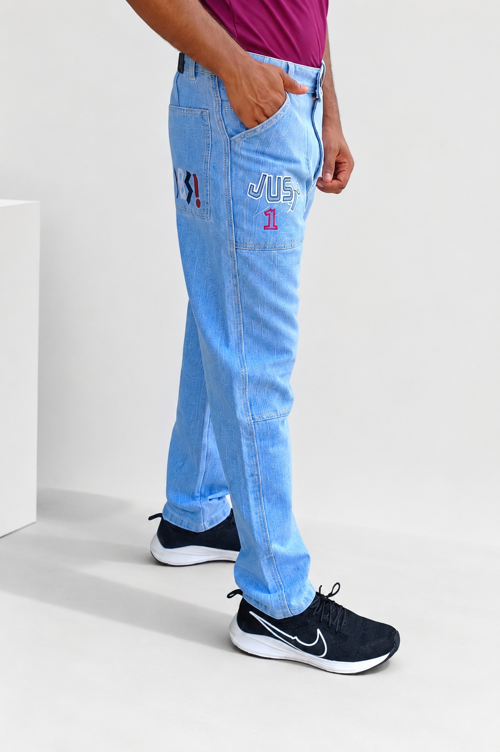 Men's Premium Light Blue Relaxed Fit Denim Pants Casual Fit