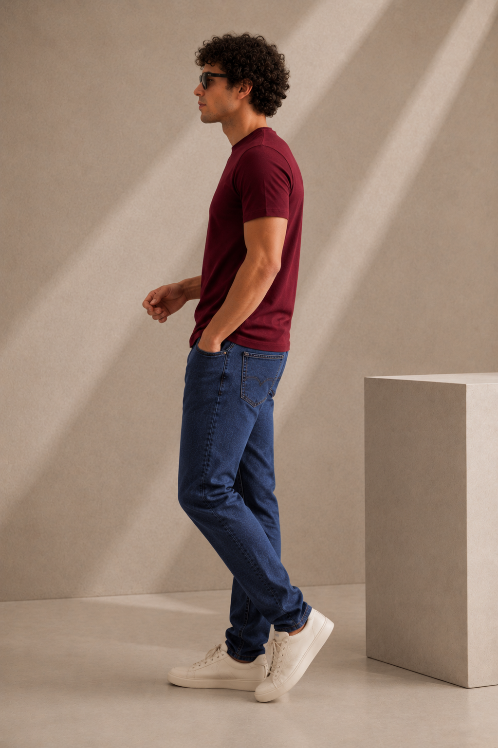 Plain Half Neck T-Shirt for Men Maroon | Regular Fit Cotton Tee