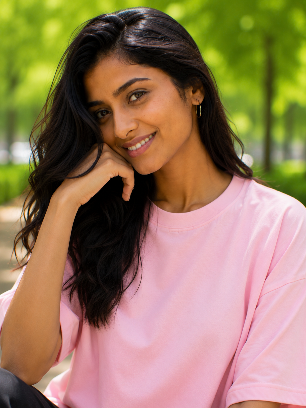 Plain Half Neck T-Shirt for Women Baby Pink