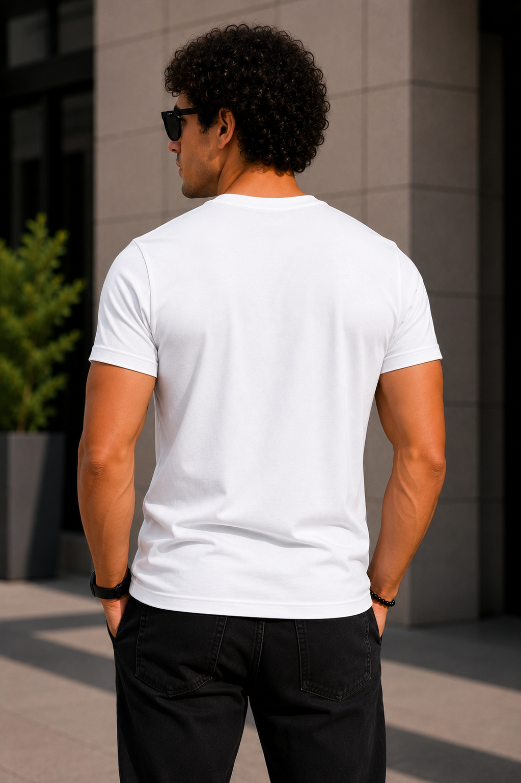 Plain Half Neck T-Shirt for Men White