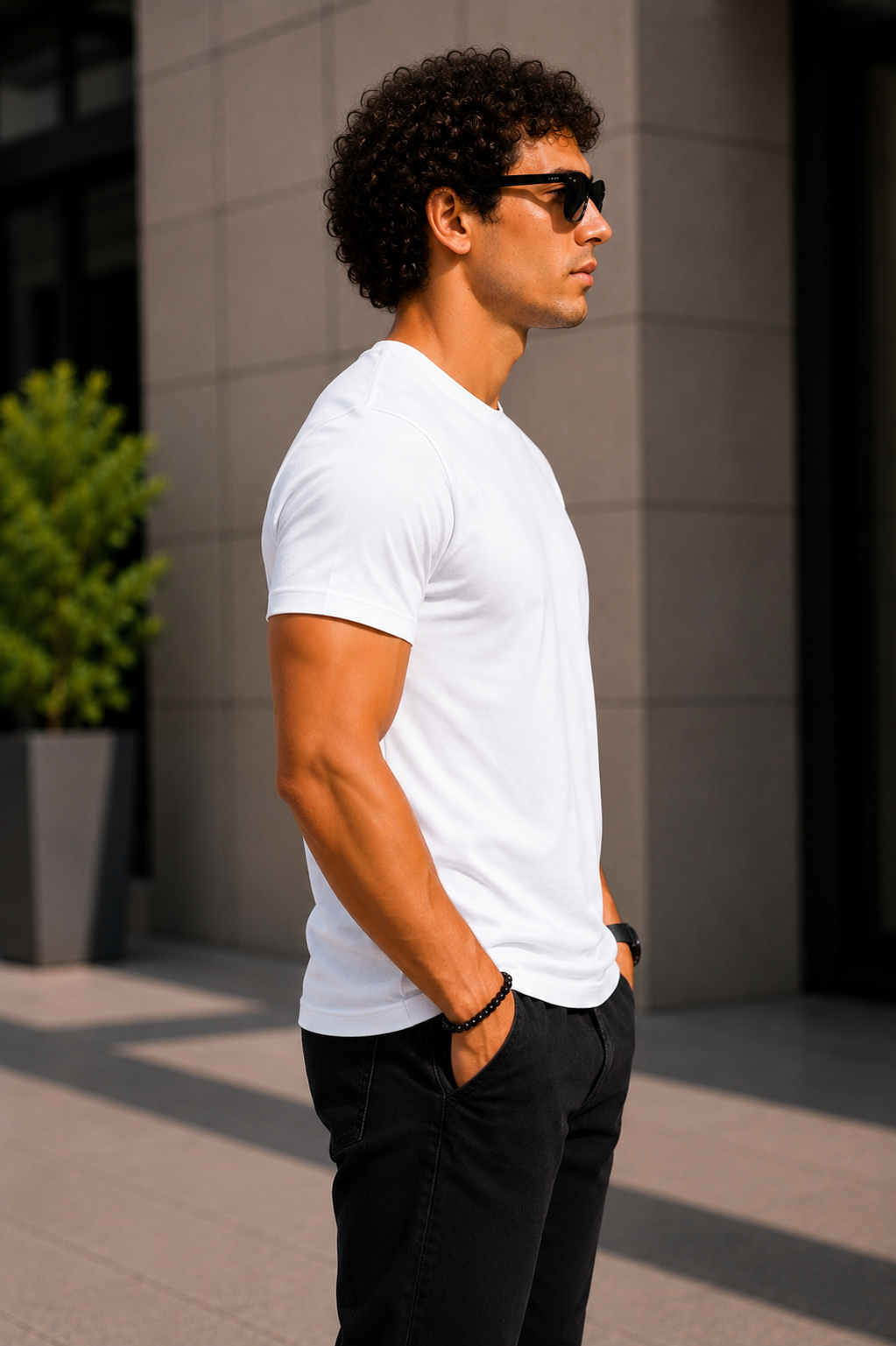 Plain Half Neck T-Shirt for Men White