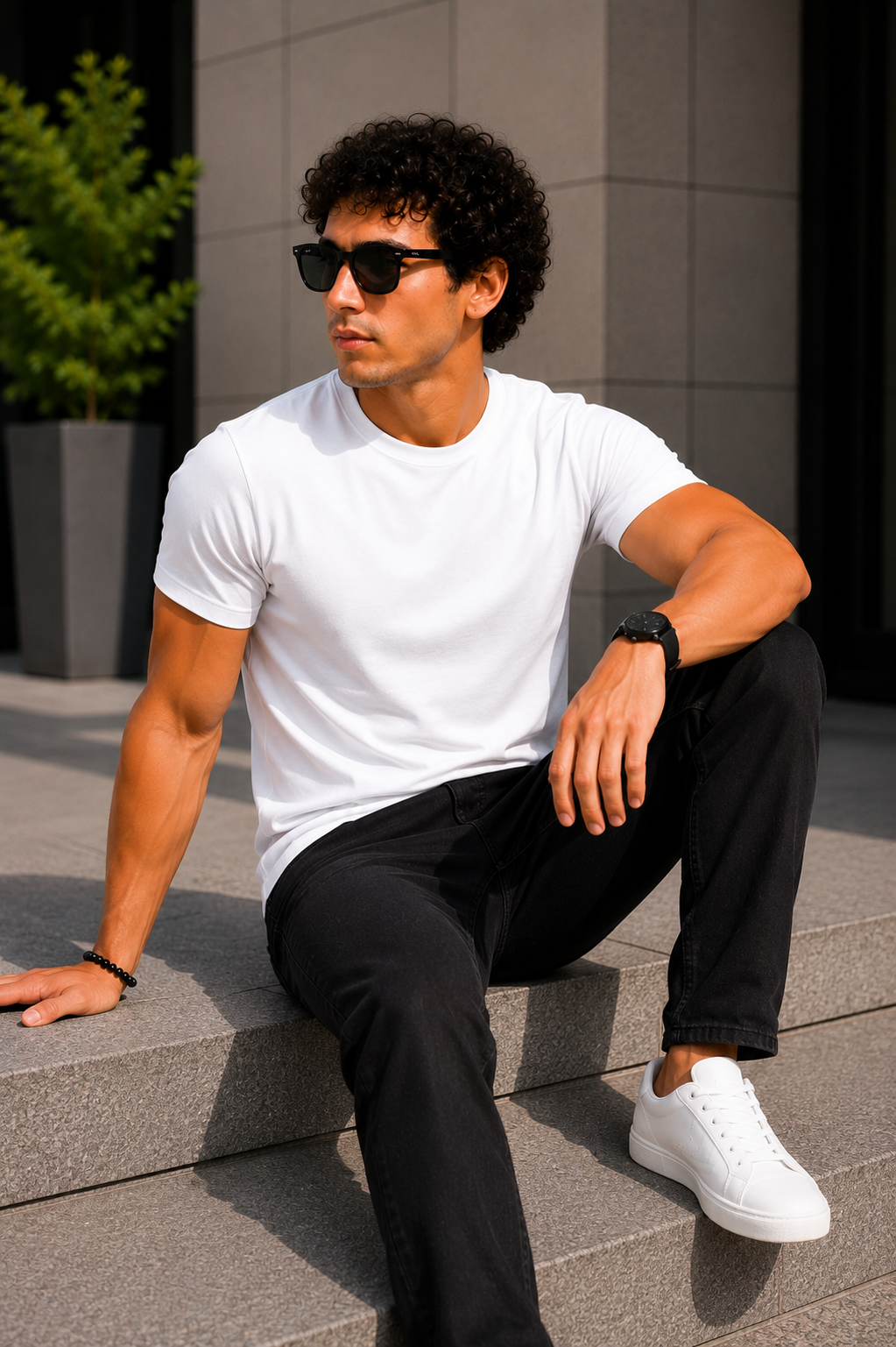 Plain Half Neck T-Shirt for Men White